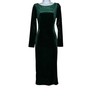Bardot Women's Dark Green Kalani Long Sleeve Open Back Velvet Dress-Size Small